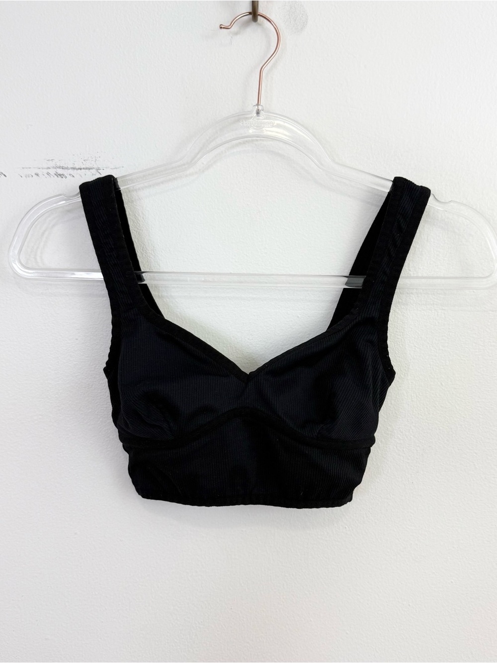 For Love & Lemons Black Ribbed Longline Sports Bra Size XS